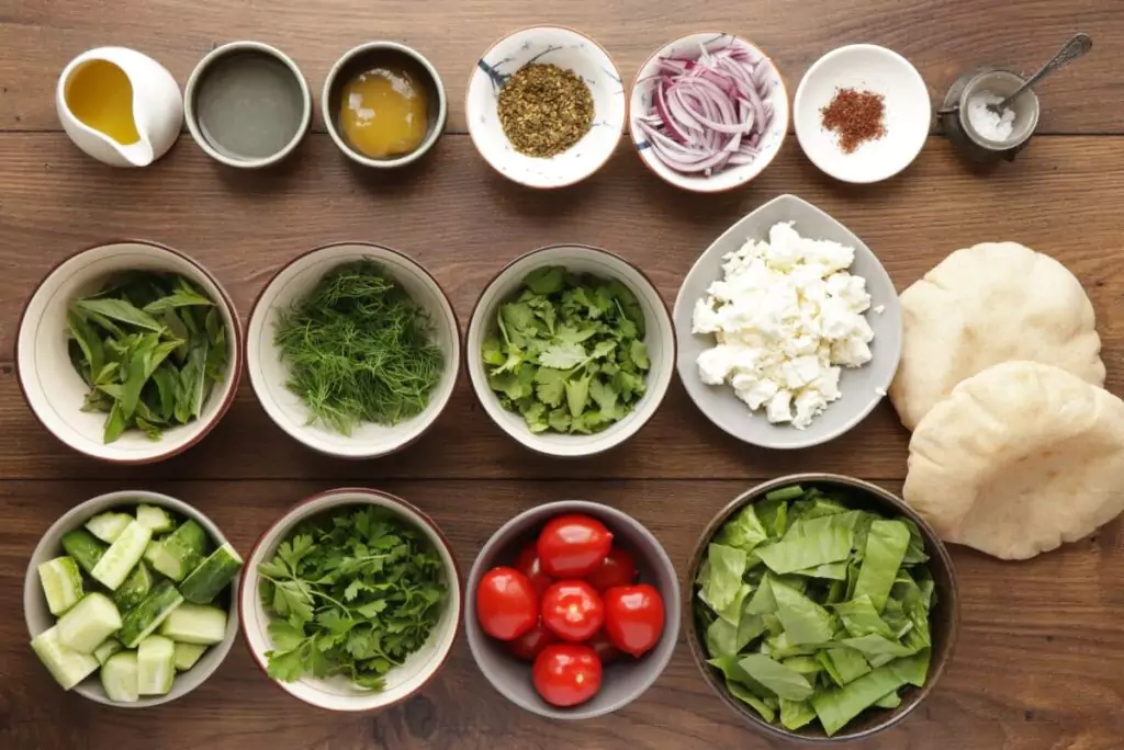 Ingredients for Fattoush with Queso Fresco