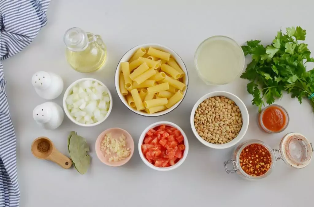 Ingredients for Italian Pasta with Lentils