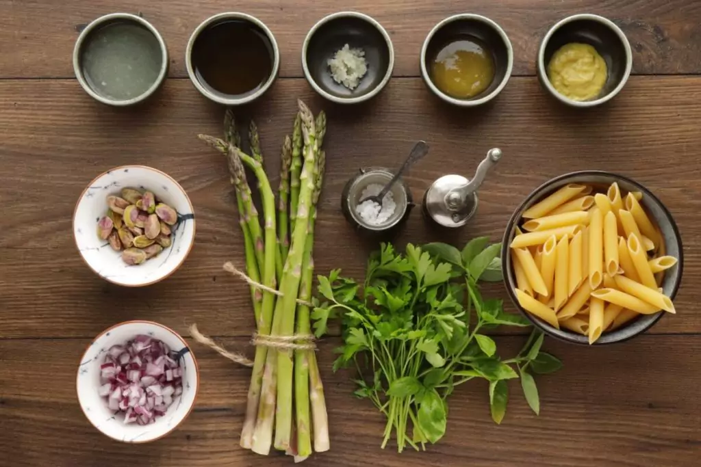Ingredients for Lemon Asparagus Pasta Salad