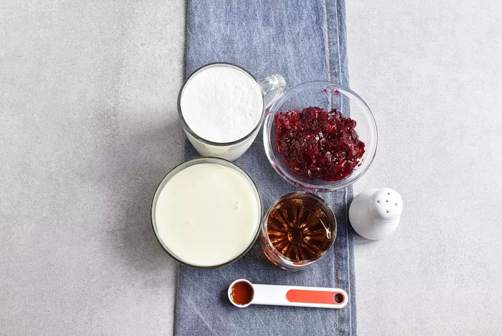 Ingredients for No-Churn Cherry Chunk Amaretto Ice Cream