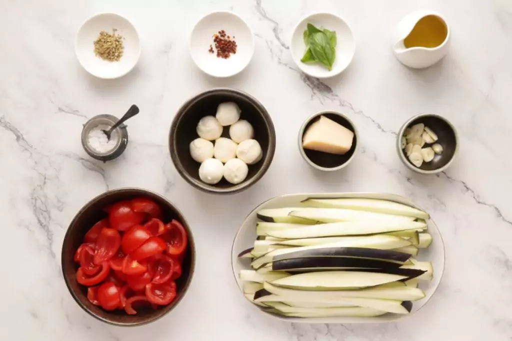 Ingredients for One-Pot Italian Eggplant Noodle Parmesan