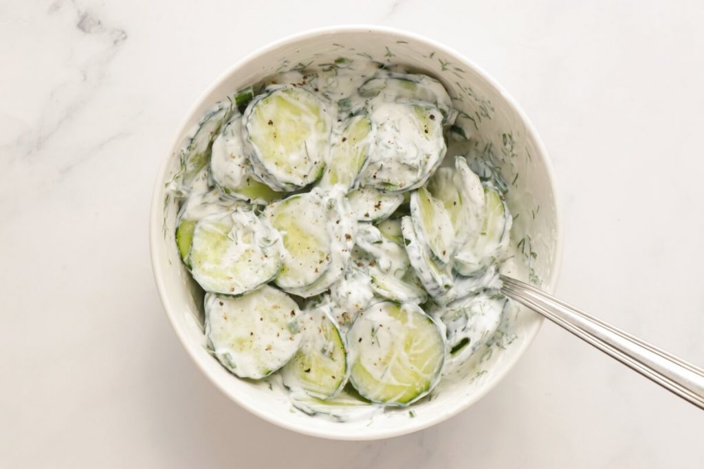 Poached Salmon with Cucumber Yogurt Salad recipe - step 4