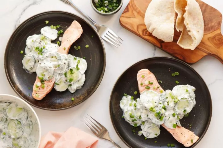 Step 6 - Poached Salmon with Cucumber Yogurt Salad