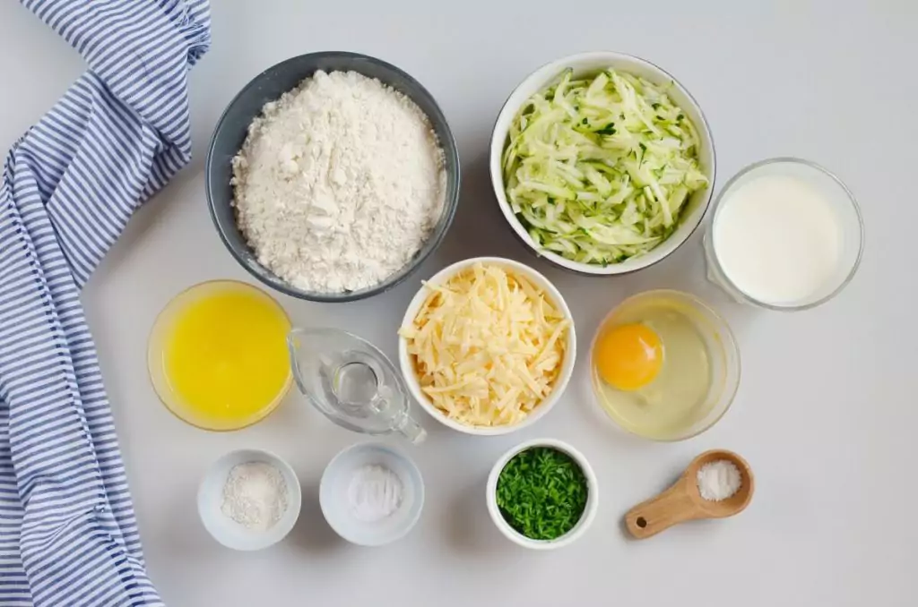 Ingredients for Savory Zucchini Cheddar Quick Bread