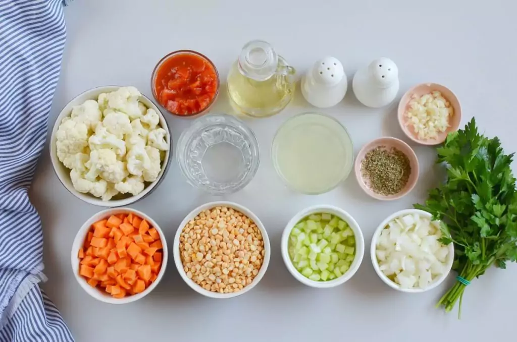 Ingredients for Vegan Italian Split Pea Cauliflower Stew