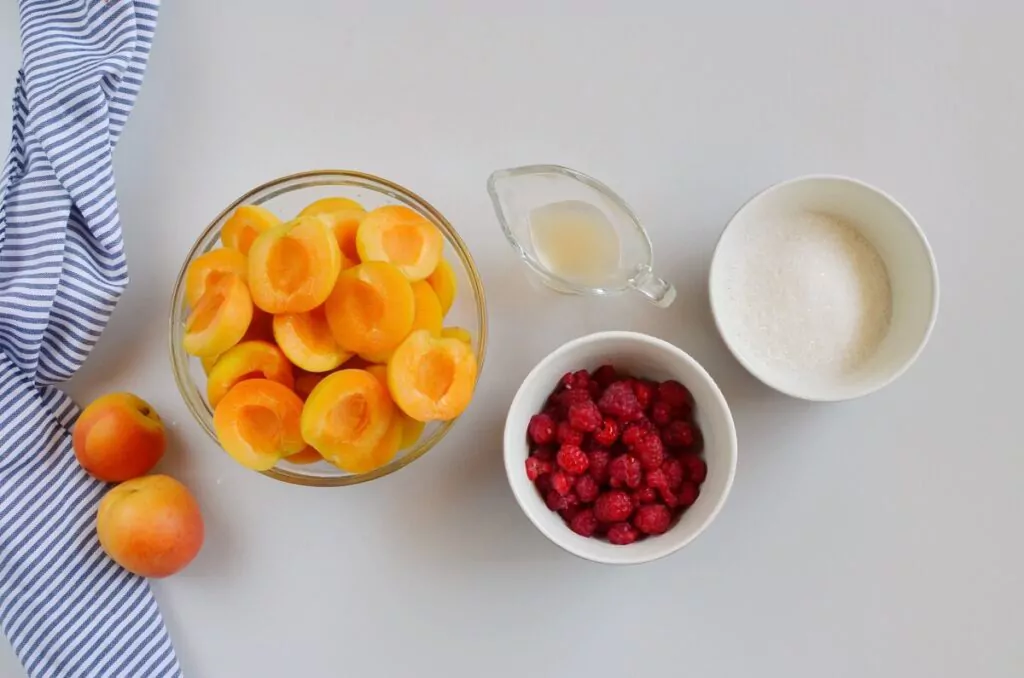 Ingredients for 15 Minute Apricot Raspberry Preserves