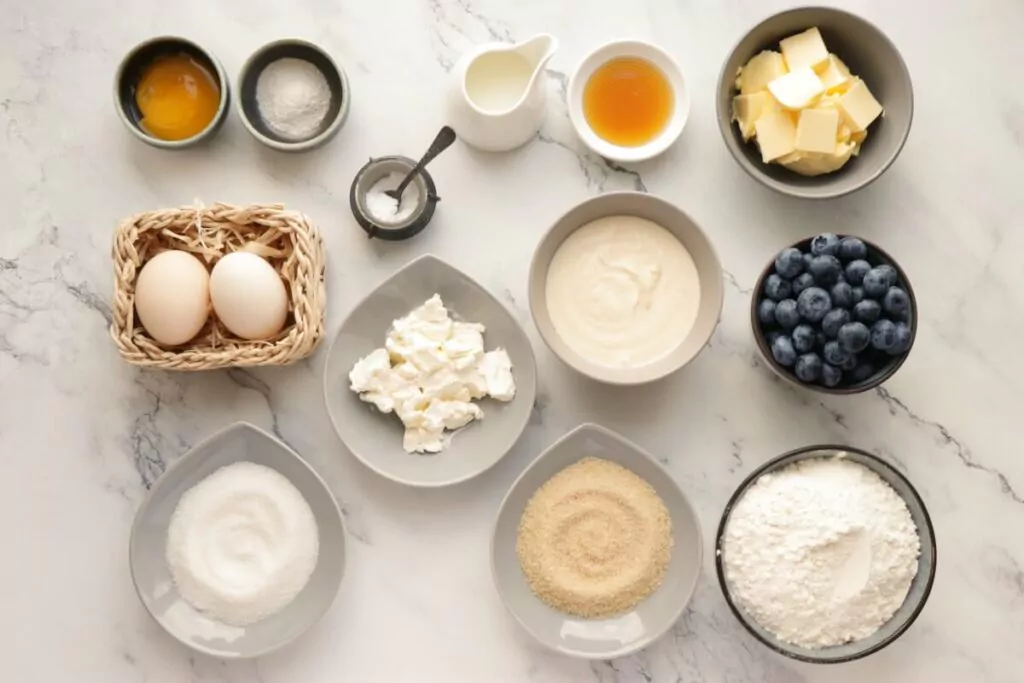 Ingredients for Blueberry Cream Cheese Muffins