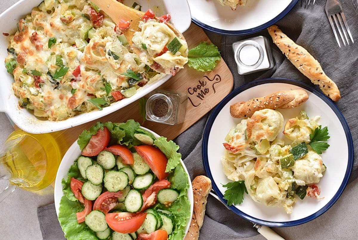 Cheese Tortellini Bake with Zucchini
