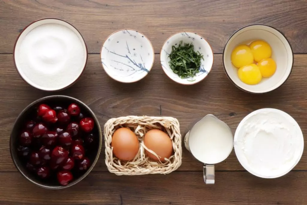 Ingredients for Cherry, Mint & Mascarpone Ice Cream