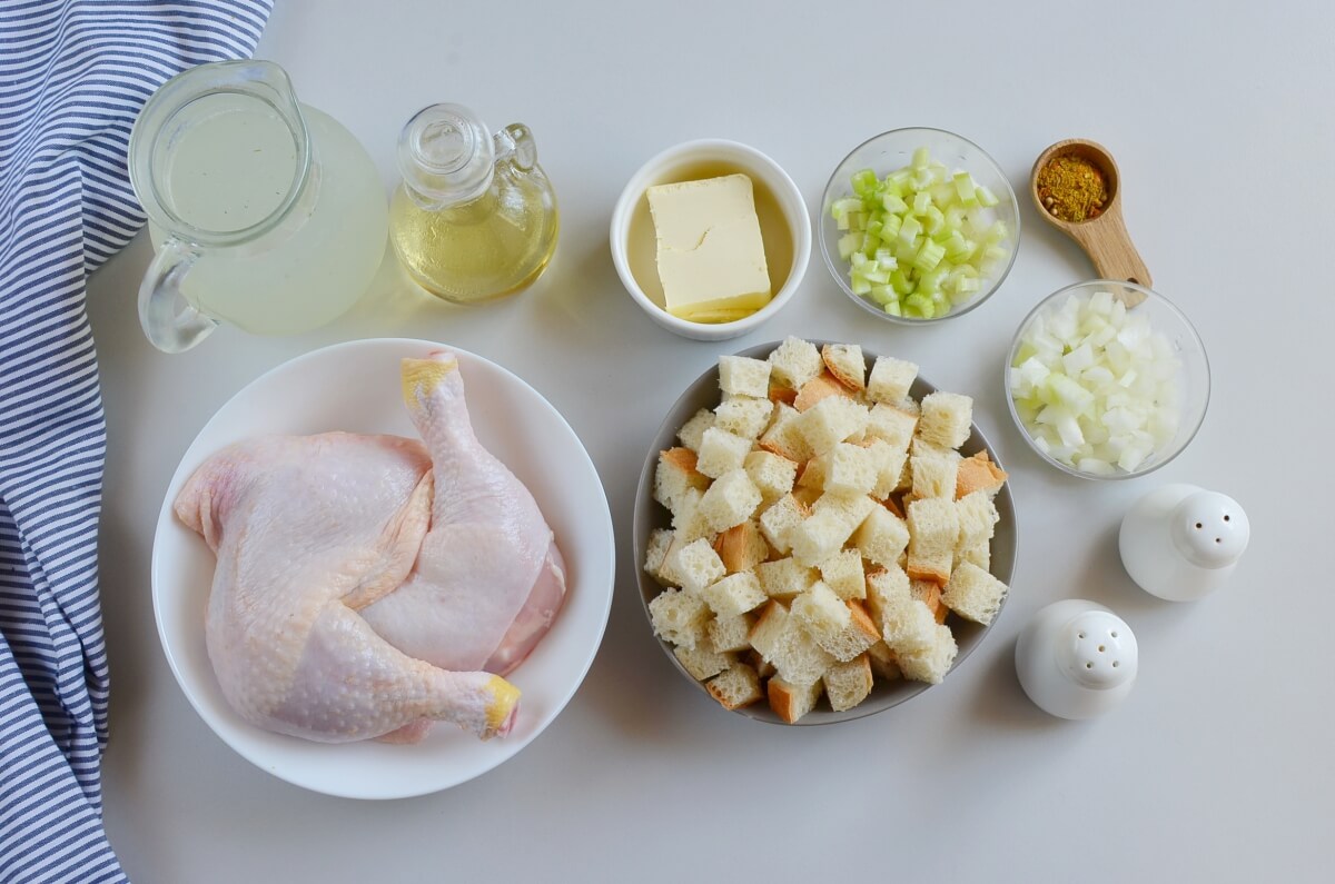 Ingridiens for Roasted Chicken Legs & Stuffing