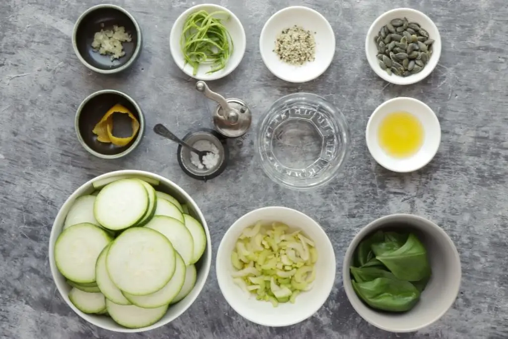 Ingredients for Chilled Zucchini Basil Soup