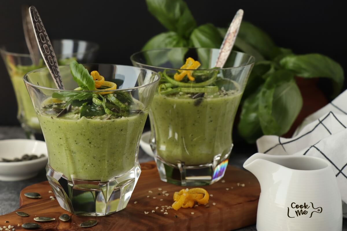 Chilled Zucchini Basil Soup Recipe-Basil Zucchini Soup-Quick & Healthy Zucchini Basil Soup