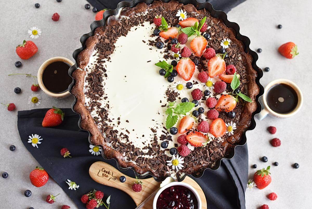 Chocolate Triple Berry Panna Cotta Tart
