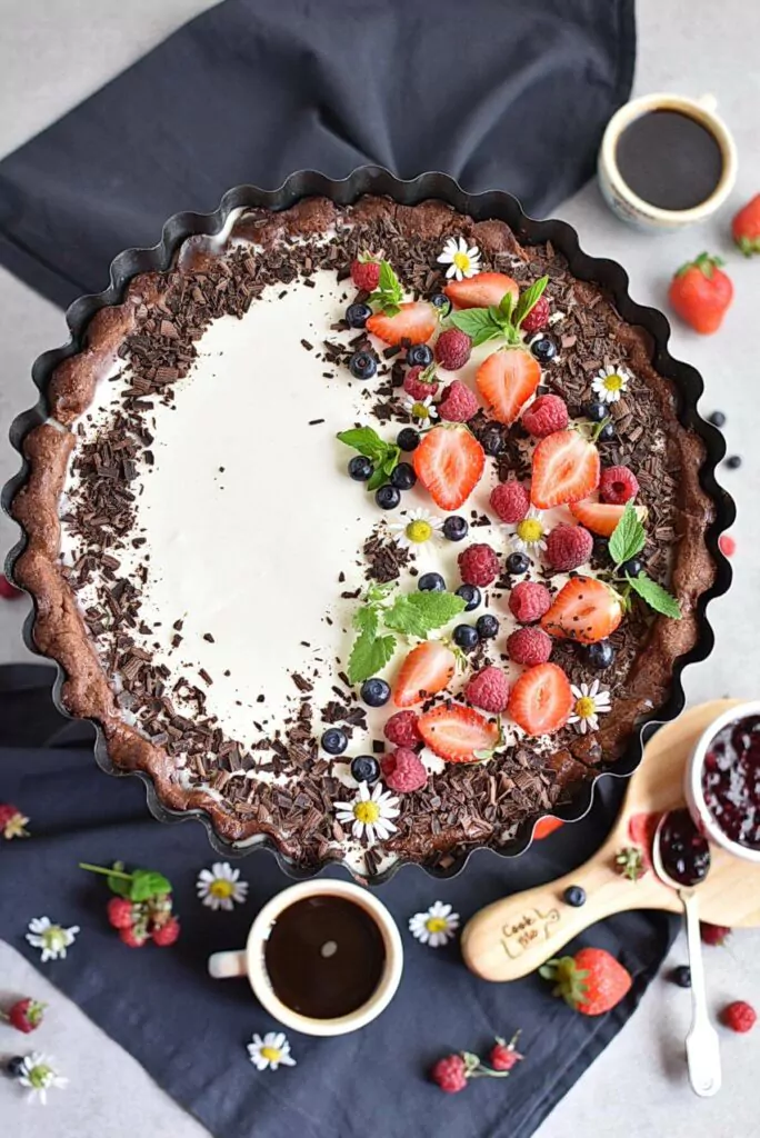 Chocolate Triple Berry Panna Cotta Tart