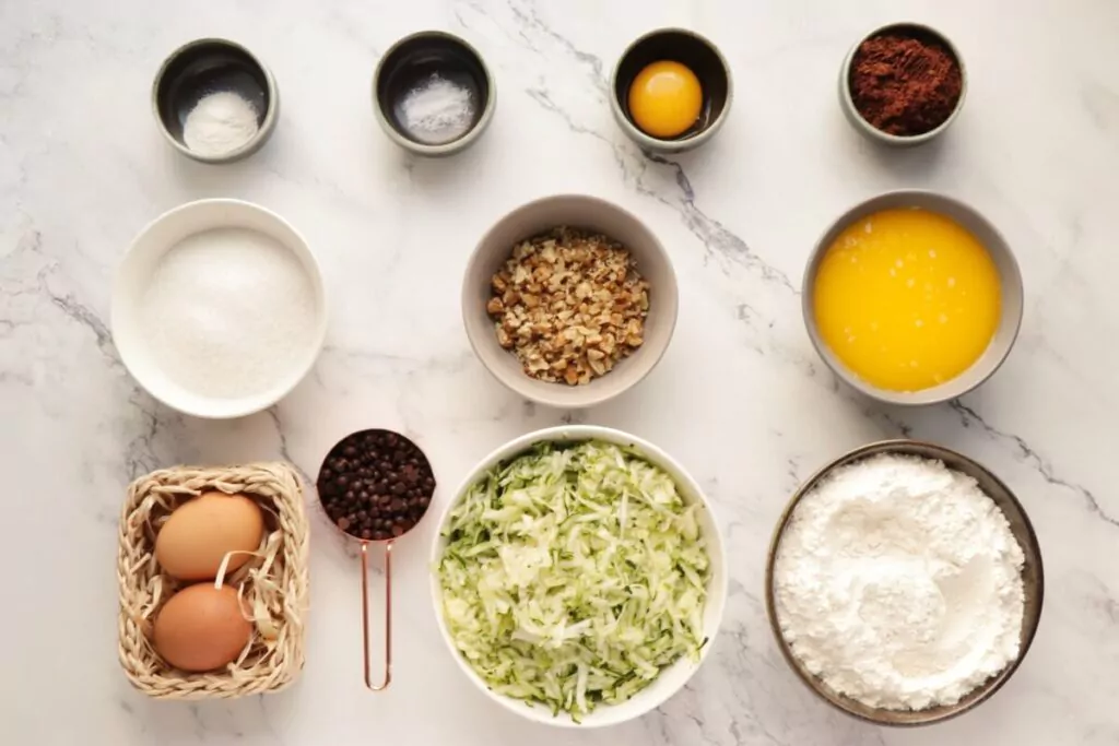 Ingredients for Chocolate Zucchini Cake