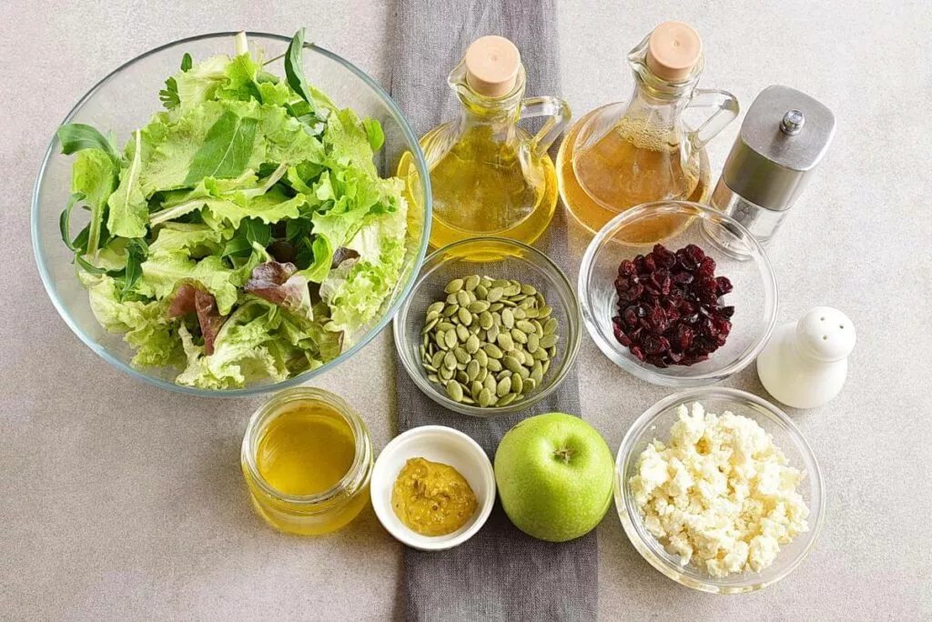 Ingredients for Green Salad with Apples, Cranberries and Pepitas