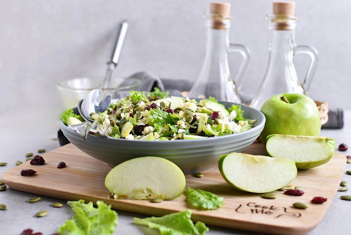 Green Salad with Apples, Cranberries and Pepitas