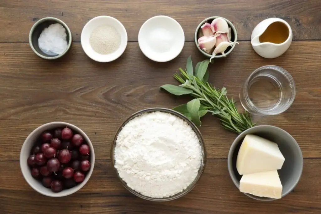 Ingredients for Herby Gooseberry Focaccia