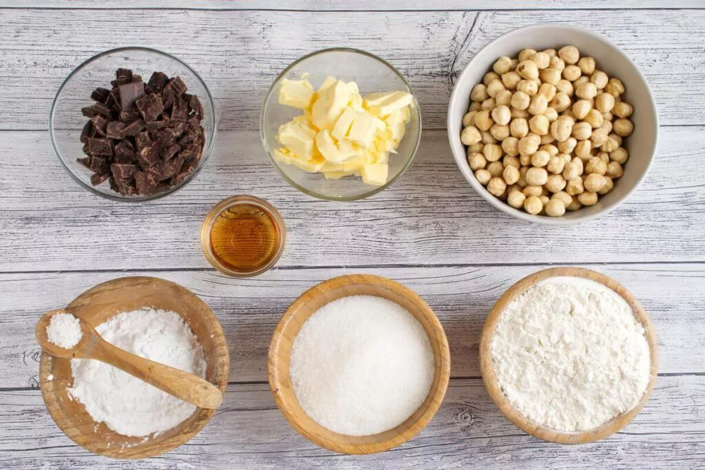Ingredients for Italian Nut Cookies (Baci di Dama)