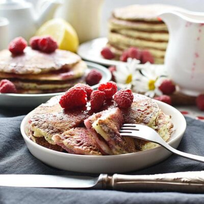 How to serve Lemon Pancakes with Raspberry Syrup