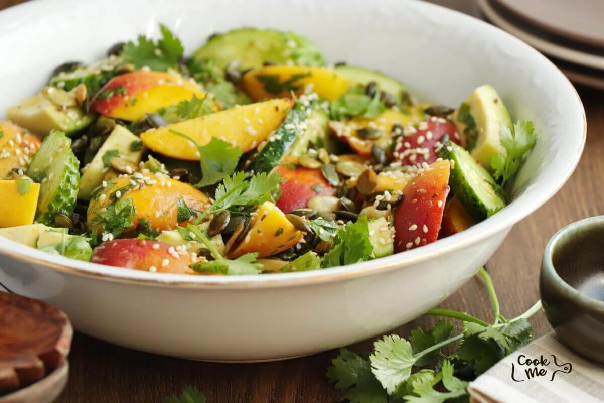 Peach and Cucumber Salad Recipe-Peach Cucumber Salad-Summer Salad