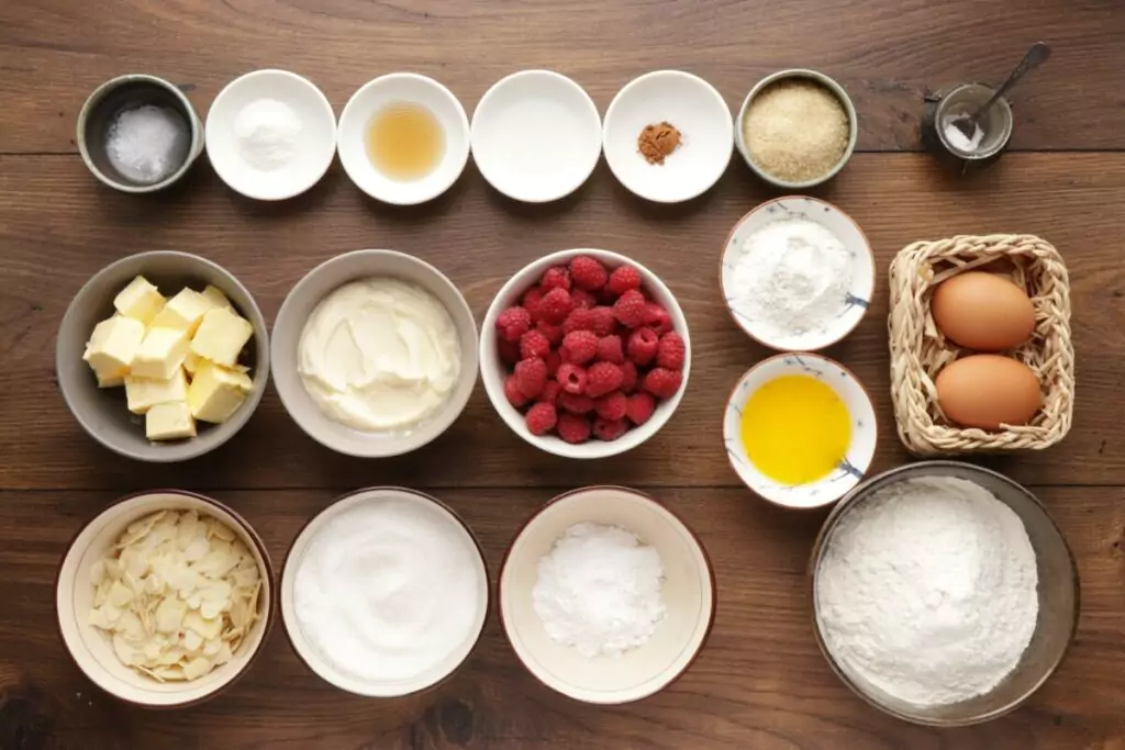 Ingredients for Raspberry Almond Crumb Cake