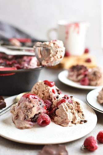Raspberry Chocolate No Churn Ice Cream