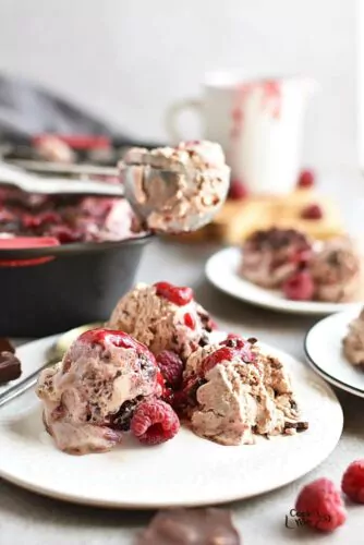 Raspberry Chocolate No Churn Ice Cream