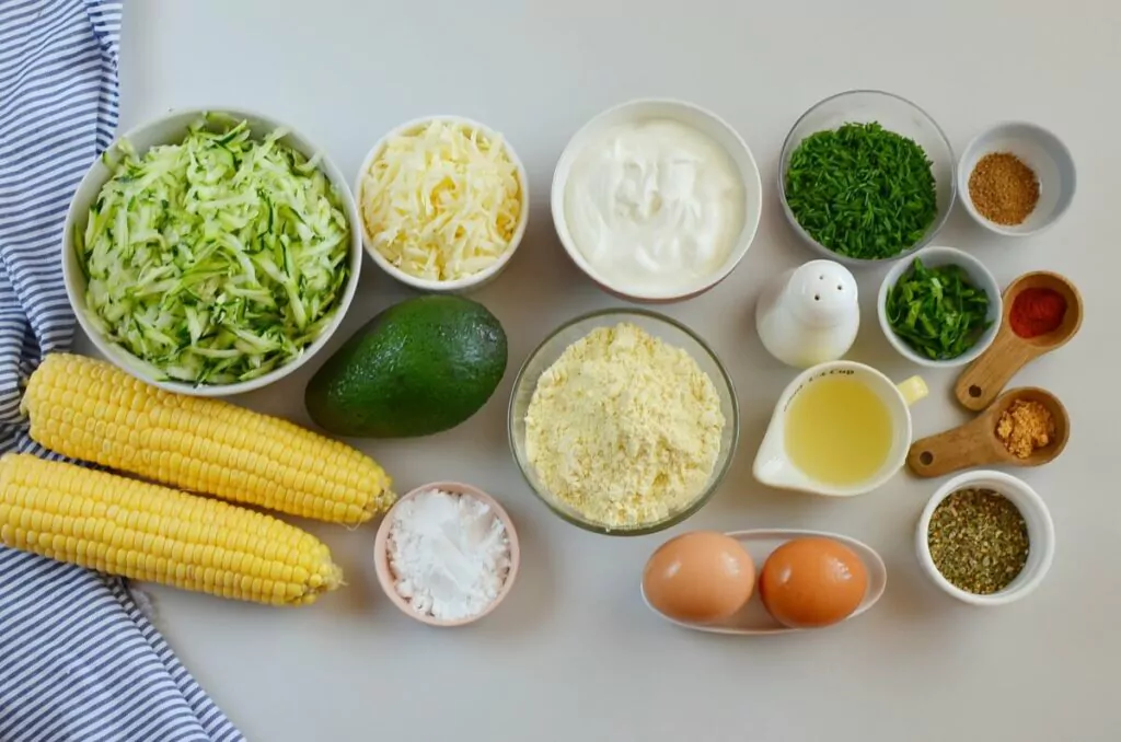Ingredients for Southwestern Baked Zucchini Corn Bites