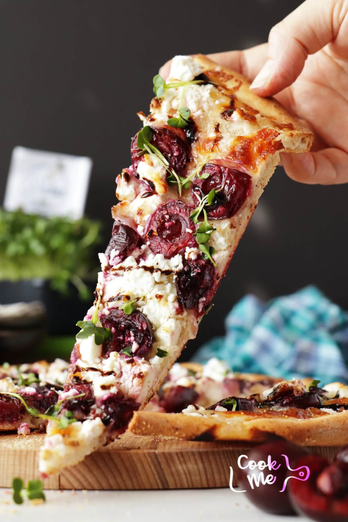 Summer Pizza with Cherries and Feta Recipe - COOK.ME