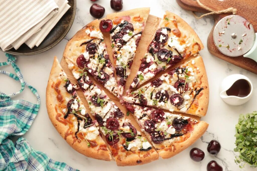 How to serve Summer Pizza with Cherries and Feta
