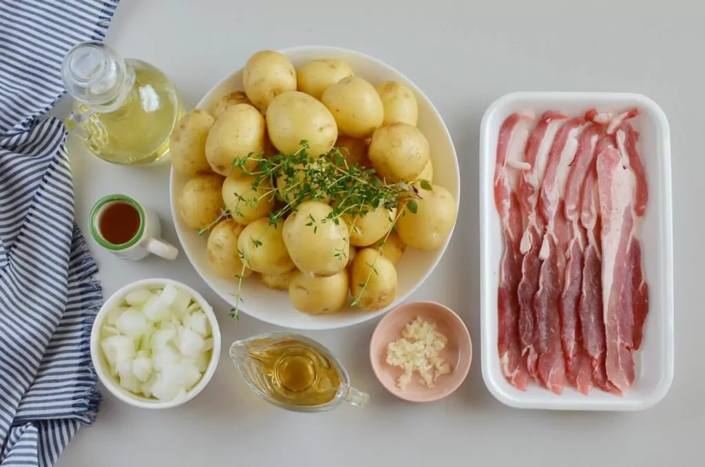 Ingredients for Warm Maple Bacon Potato Salad