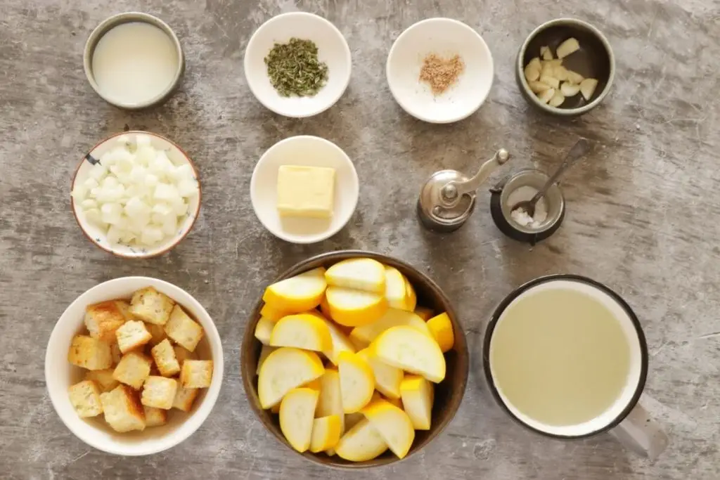 Ingredients for Yellow Squash Soup