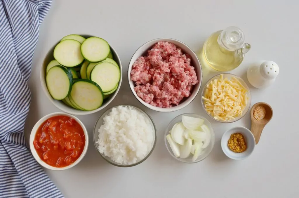 Ingredients for Zucchini & Sausage Stovetop Casserole