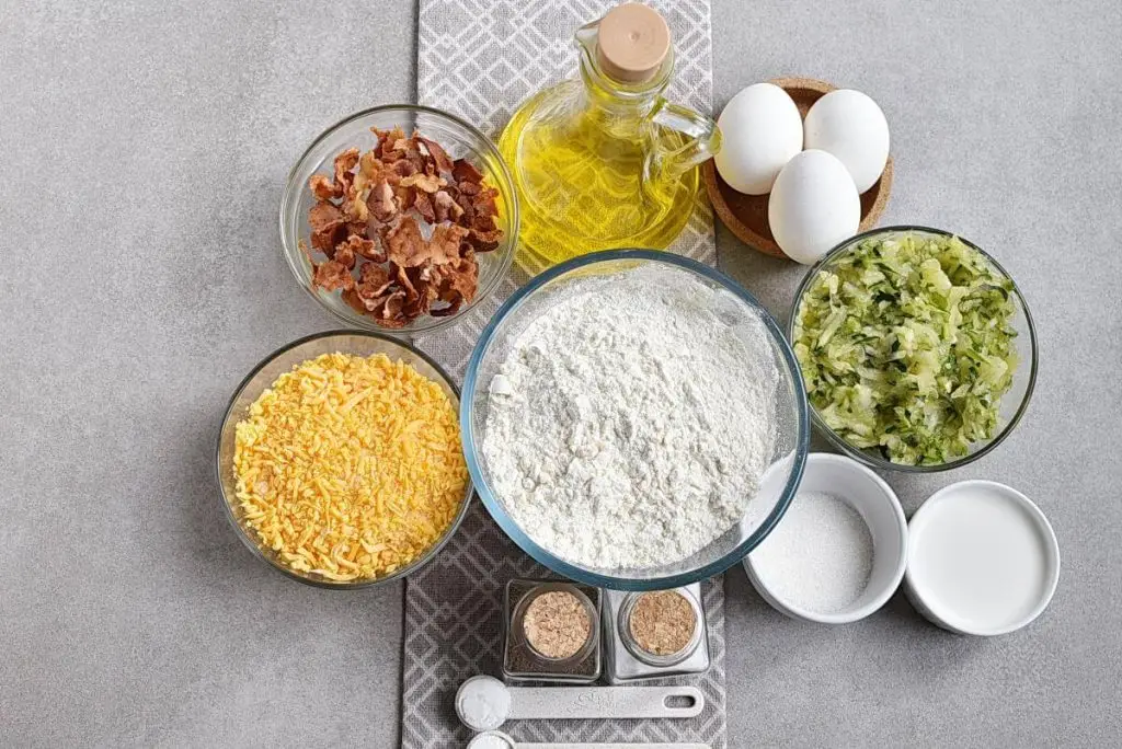 Ingredients for Bacon and Cheddar Zucchini Bread