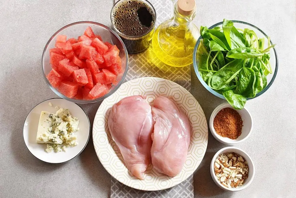 Ingredients for Balsamic Watermelon Chicken Salad