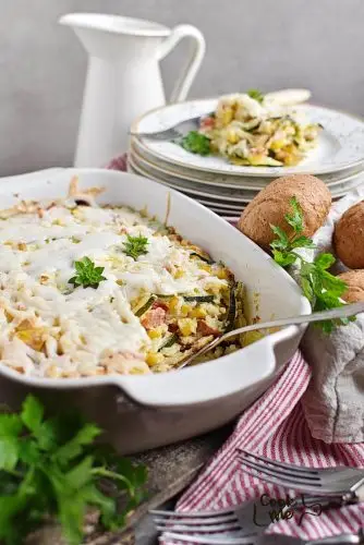 Basil Corn & Tomato Bake