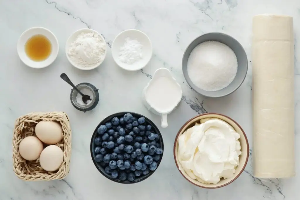 Ingredients for Blueberry Basque Cheesecake