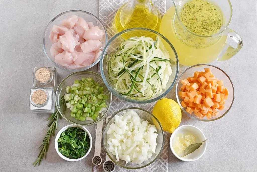 Ingredients for Chicken Zoodle Soup