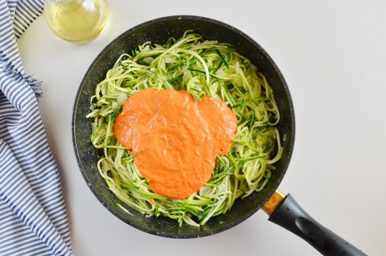 Step 4 - Creamy Roasted Red Pepper Zucchini Noodles