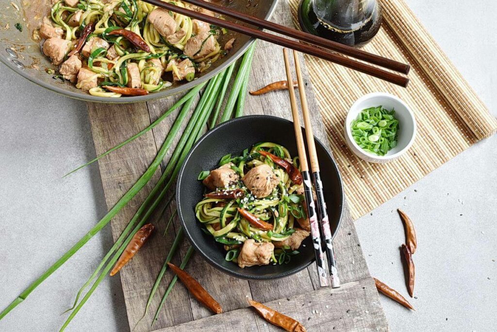 How to serve One Pot Kung Pao Chicken Zoodles