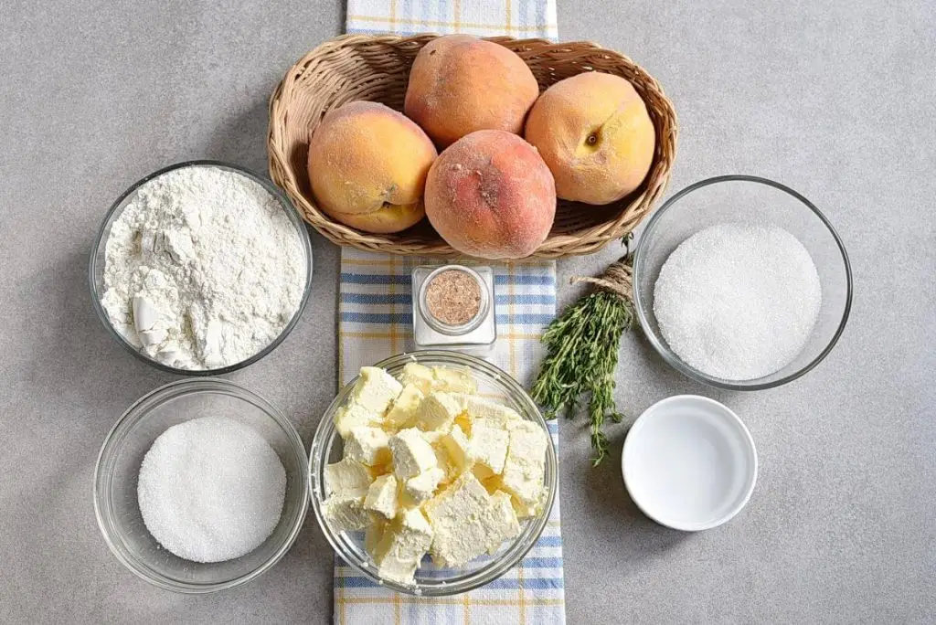 Ingredients for Peach Tart with Thyme Sugar
