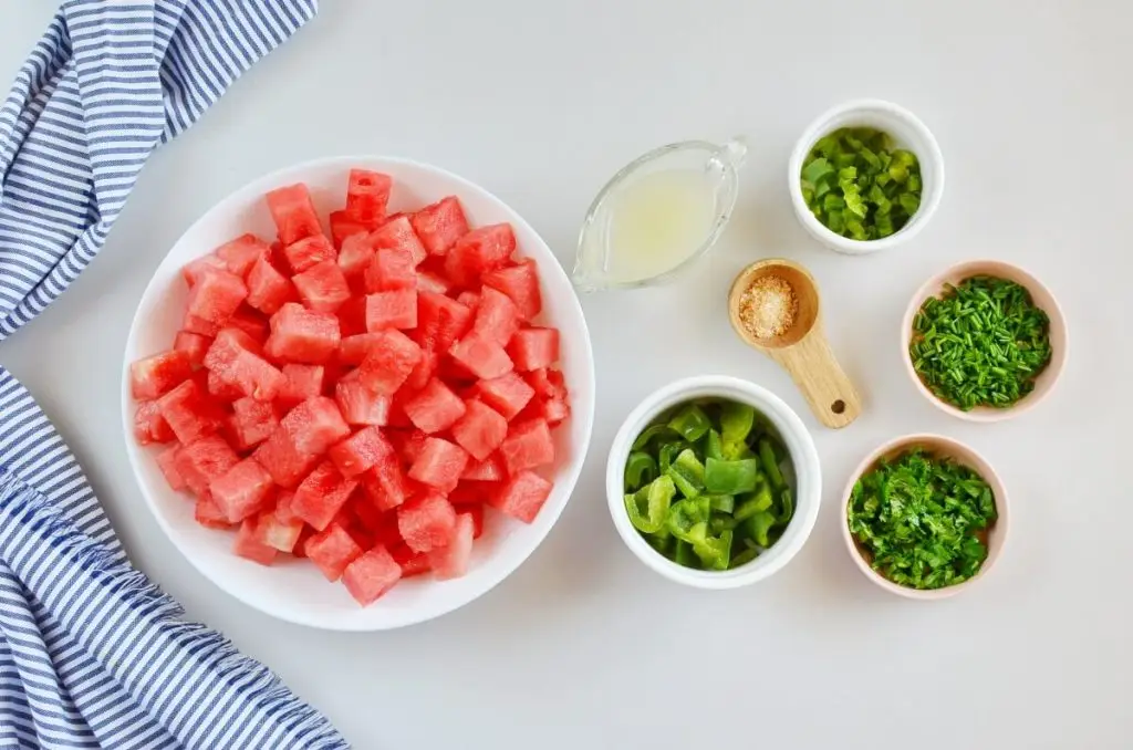 Ingredients for Watermelon Fire and Ice Salsa