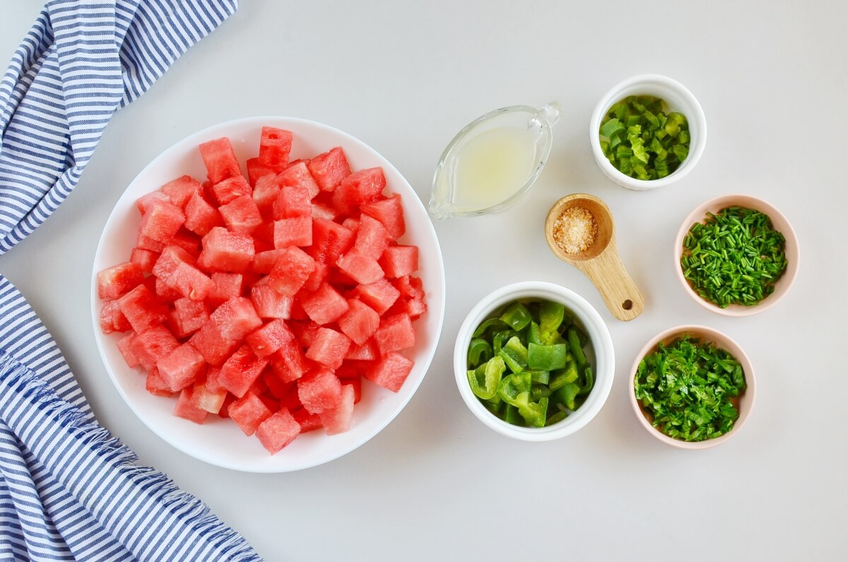 Ingridiens for Watermelon Fire and Ice Salsa