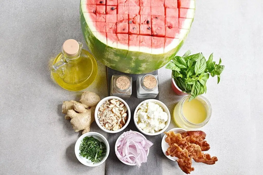 Ingredients for Watermelon Salad with Basil-Ginger Dressing