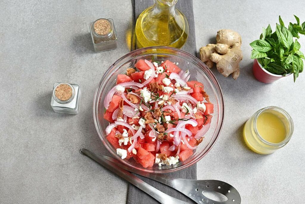Watermelon Salad with Basil-Ginger Dressing recipe - step 4