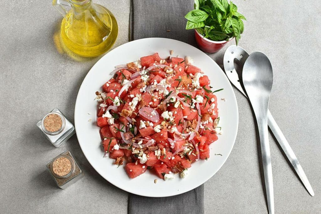 How to serve Watermelon Salad with Basil-Ginger Dressing