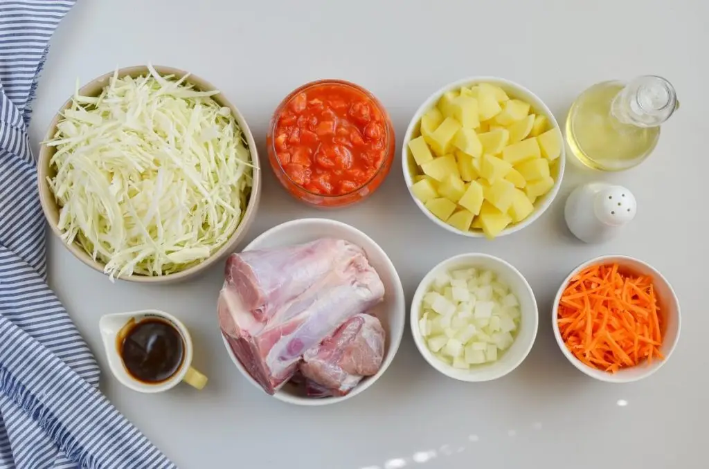 Ingredients for Cabbage Beef Soup