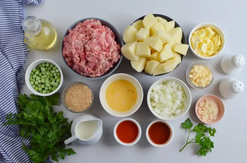Ingredients for Cheesy Mash-Topped Meatloaf