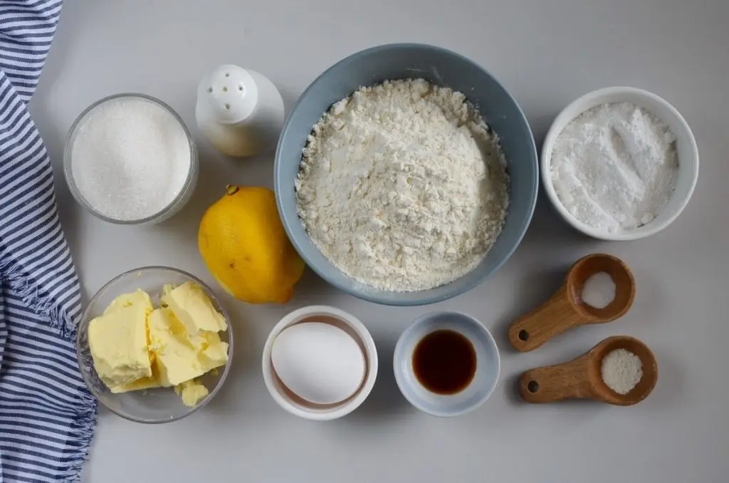 Ingredients for Lemon Crinkle Cookies